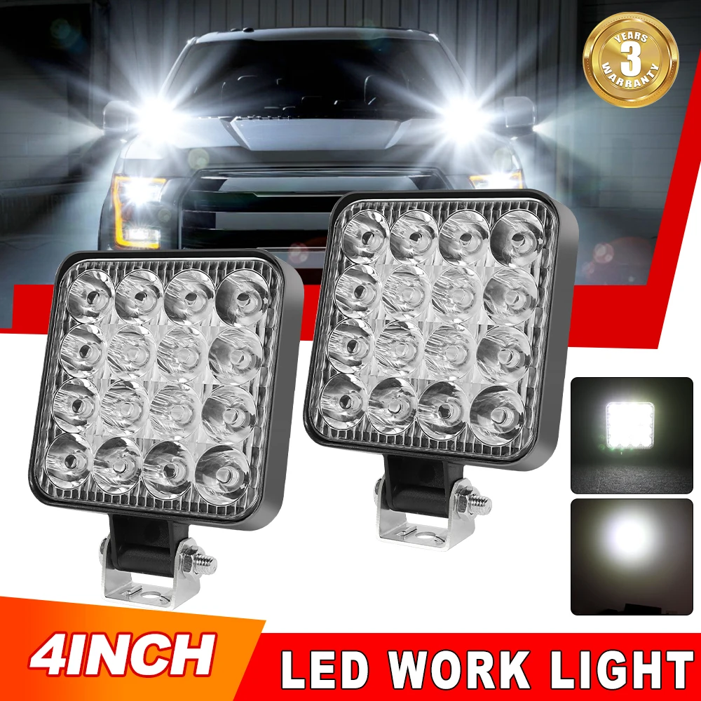 Haolide Mini Offroad Led Bar Square Led Work Light Per Atv Suv Trucks Boat 4Wd 4X4 Spotlight Driving Running Light 12V 24V