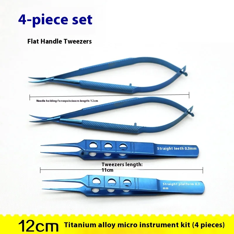 Instrumentos Cataract Set Phaco Set Tweezers Needle Holders 4pcs/set Ophthalmic Microsurgical Instruments