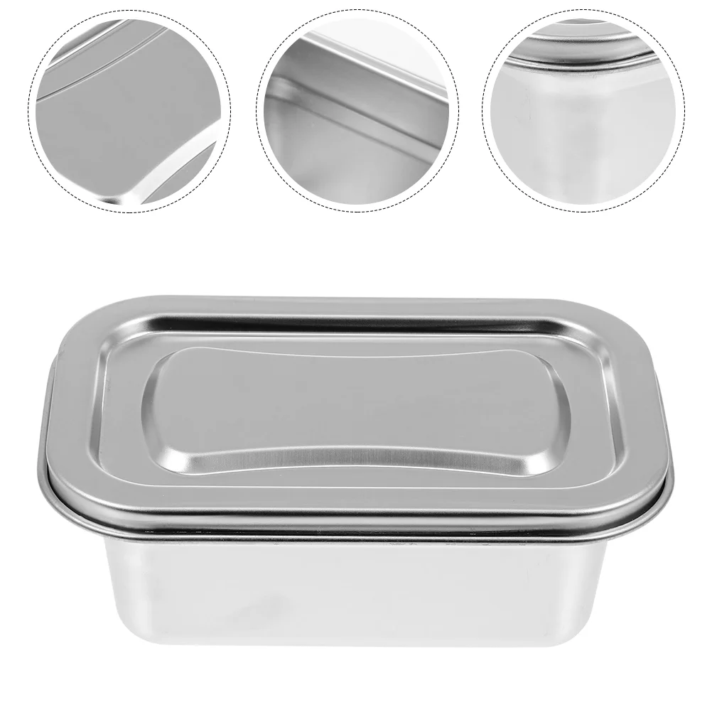 

Metal Ice Cream Containers Stainless Steel Freezer Box Lid Square Fridge Organizer Case Reusable Freezer Bin Refrigerator Food