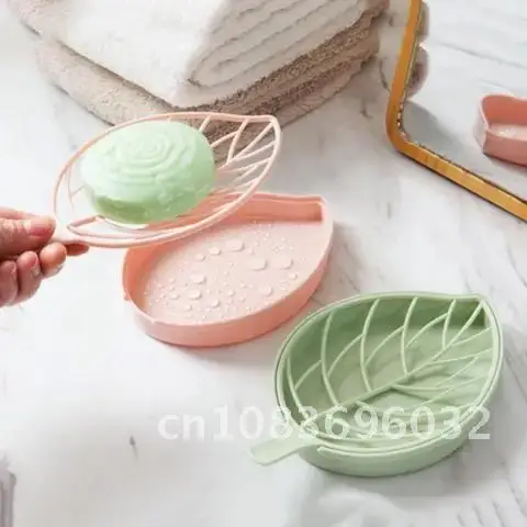 

Soap Dish Plate Holder Leaf Shape Soap Holder Storage Rack Toilet Shower Tray Draining Rack Non-slip Drain Tool Soap Box Drain