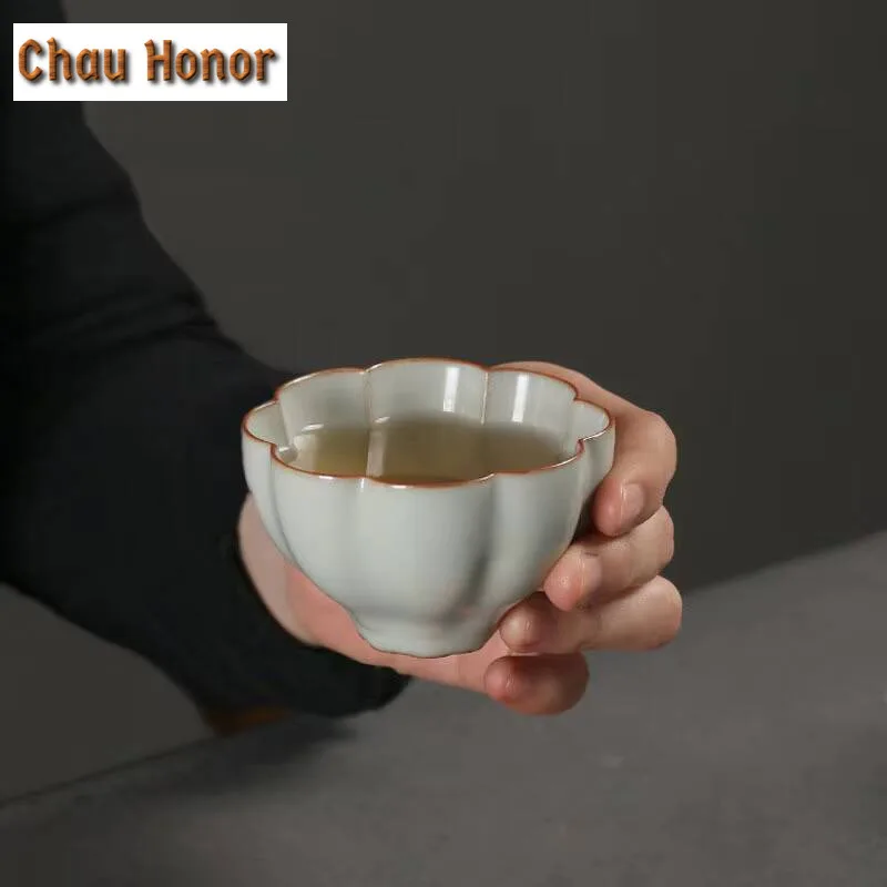 Boutique Azure Ru Kiln Ceramics Tea Cup Handmade Household Master Cup Puer Kung Fu Tea Set Tea Ceremony Drinkware Accessories