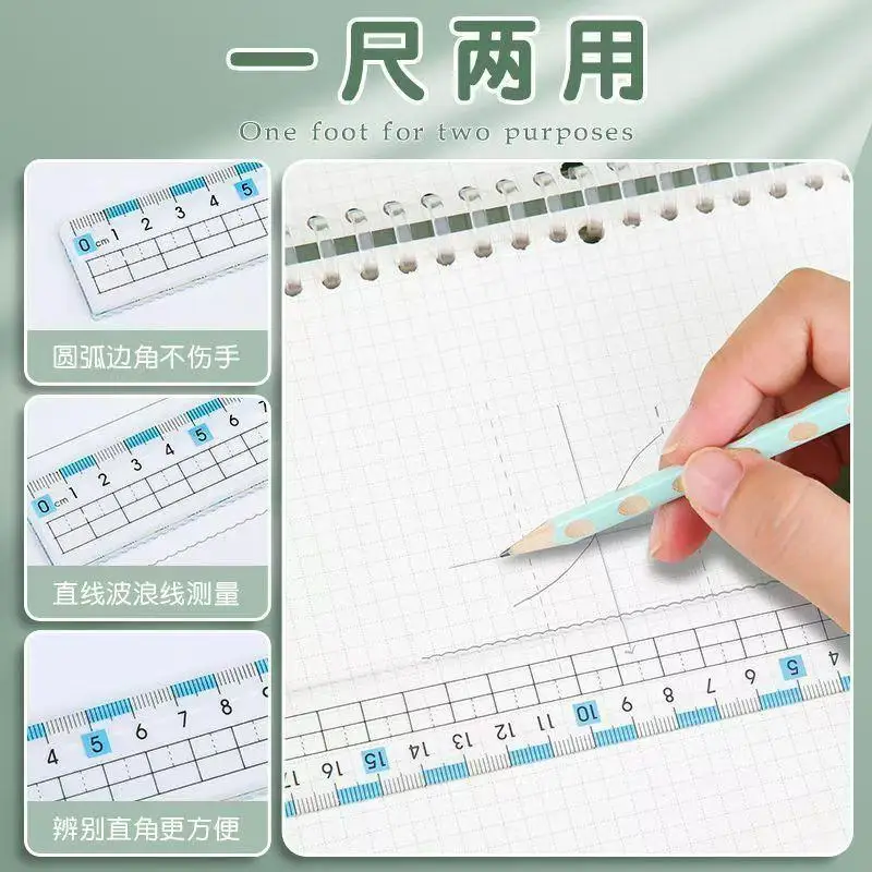 학생용 기하학 세트 4종 투명 자 20cm 각도기 삼각형 세트 학교 교실 학습 수학 측정 도구