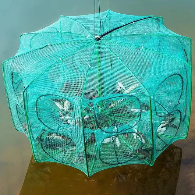 Fishing Traps Mesh Cage Foldable Crayfish Catchers Crab Fish Cage Trap Net Nylon Casting Fishing Mesh Shrimp Net for Tackle