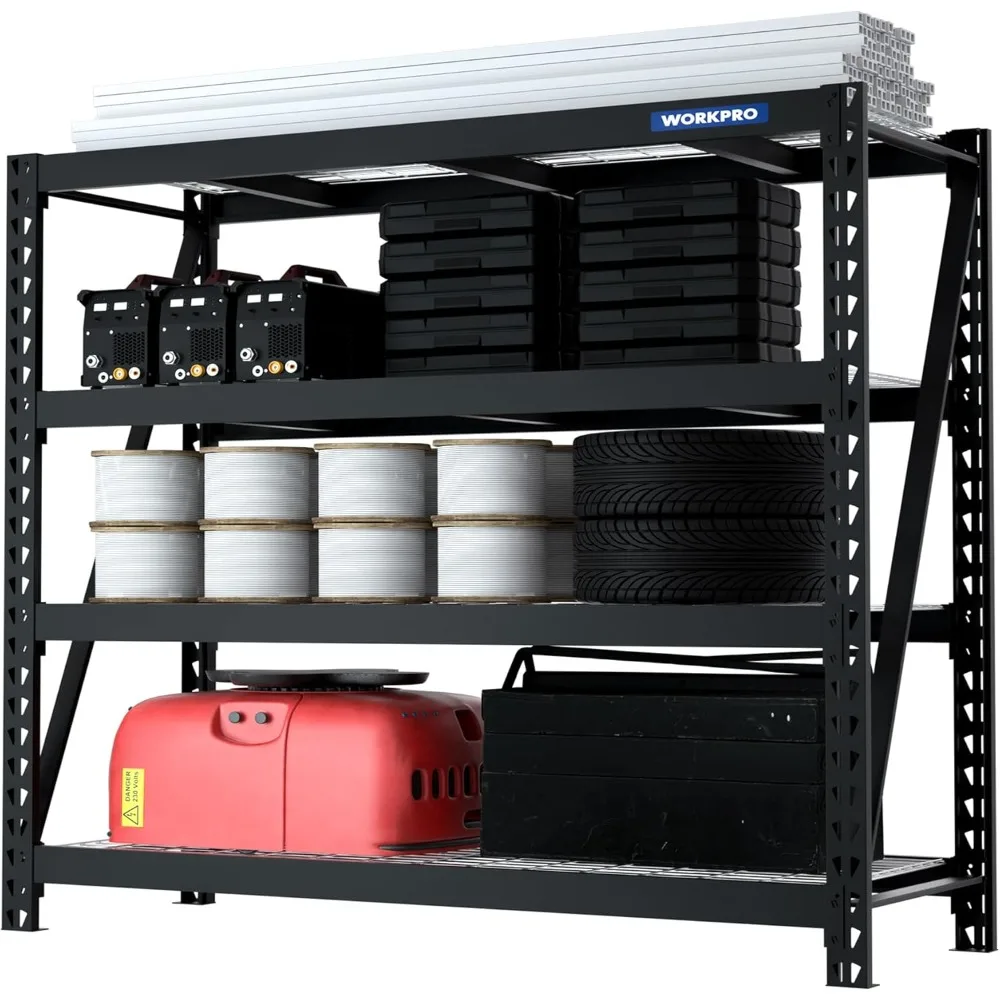 

WORKPRO 68" Ultra Wide 4-Tier Metal Garage Shelving Unit, 68"W x 24"D x 65"H, 7200 LBS Capacity, Heavy Duty Storage