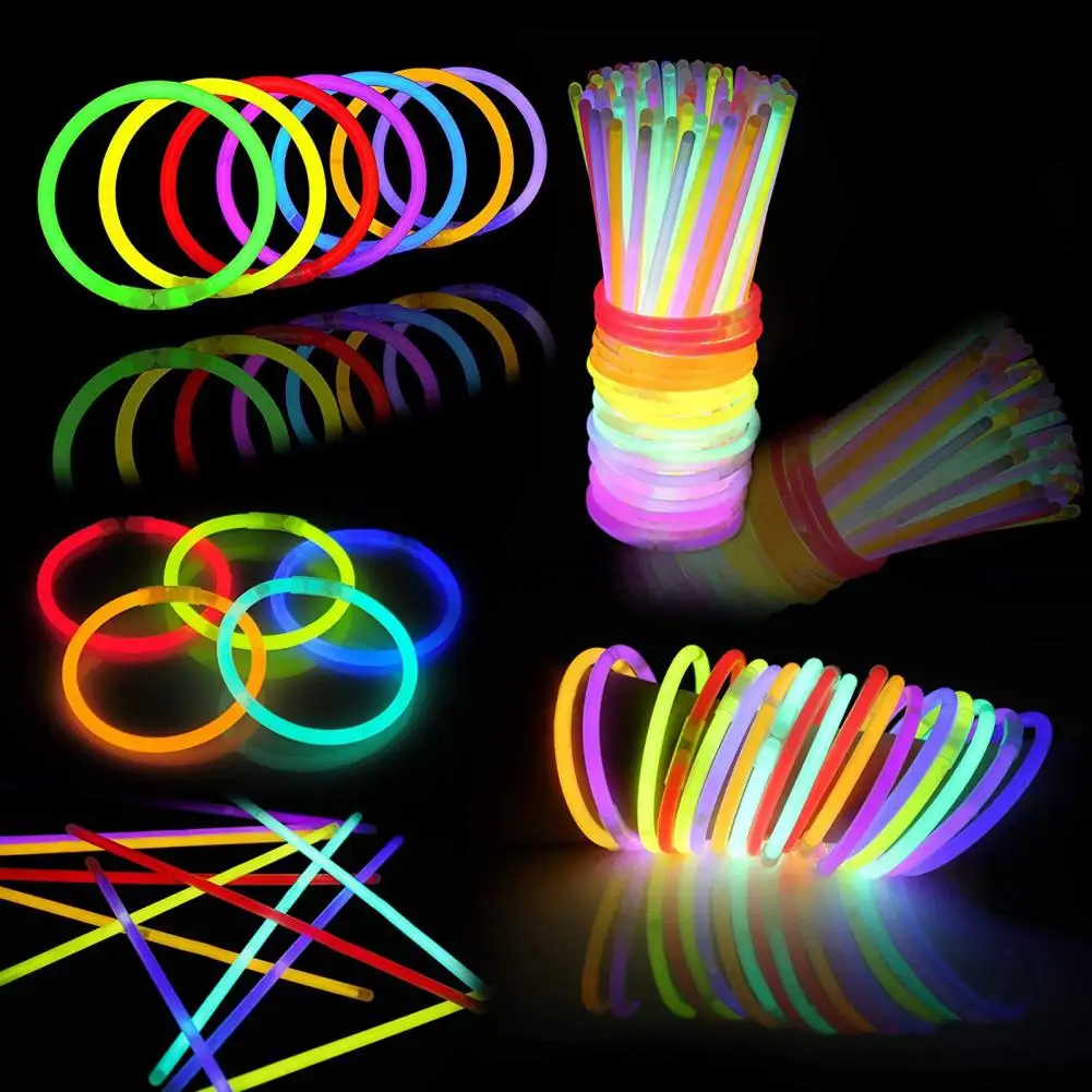 

Long-lasting Glow Sticks 100-piece Halloween Glow Stick Party Favors Disposable Necklaces Bracelets for A Fun Glowing