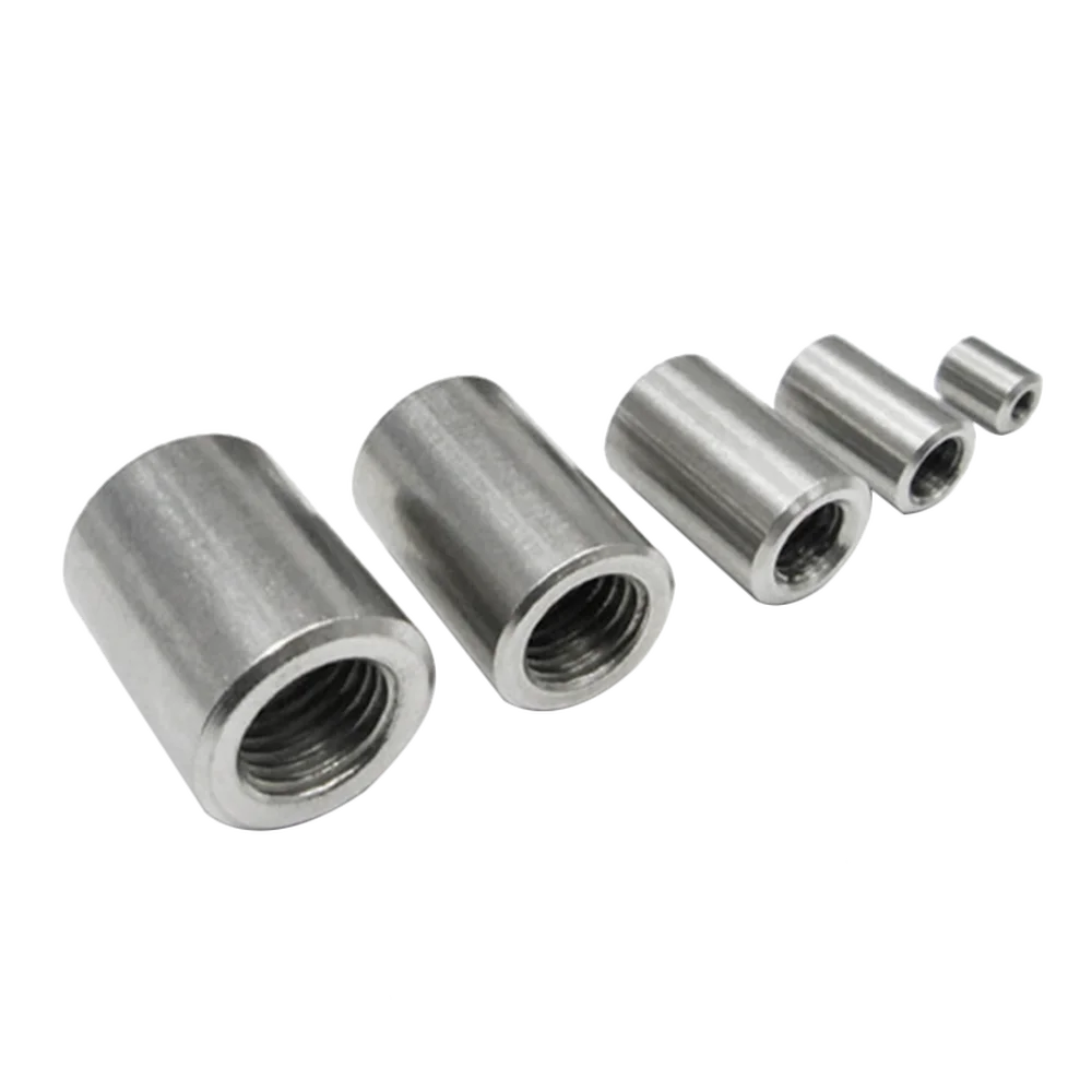 

5pcs M6 M5 Round Rod Nut Stub Extended Connection Full Thread 304 A2 Stainless Steel L=15/10/8/12mm High Quality m4
