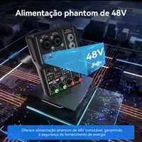 TEYUN Q-12 Interface 4 Channel 48V Stereo Computer Sound Card Audio Mixer Sound Board Console Desk System  Live Broadcast Record 5