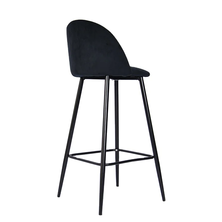 

Professional Manufacturer Nordic Cheap Design Home Bar Stools High Metal Legs Upholstered Fabric Velvet Bar Chairs for Bar Table