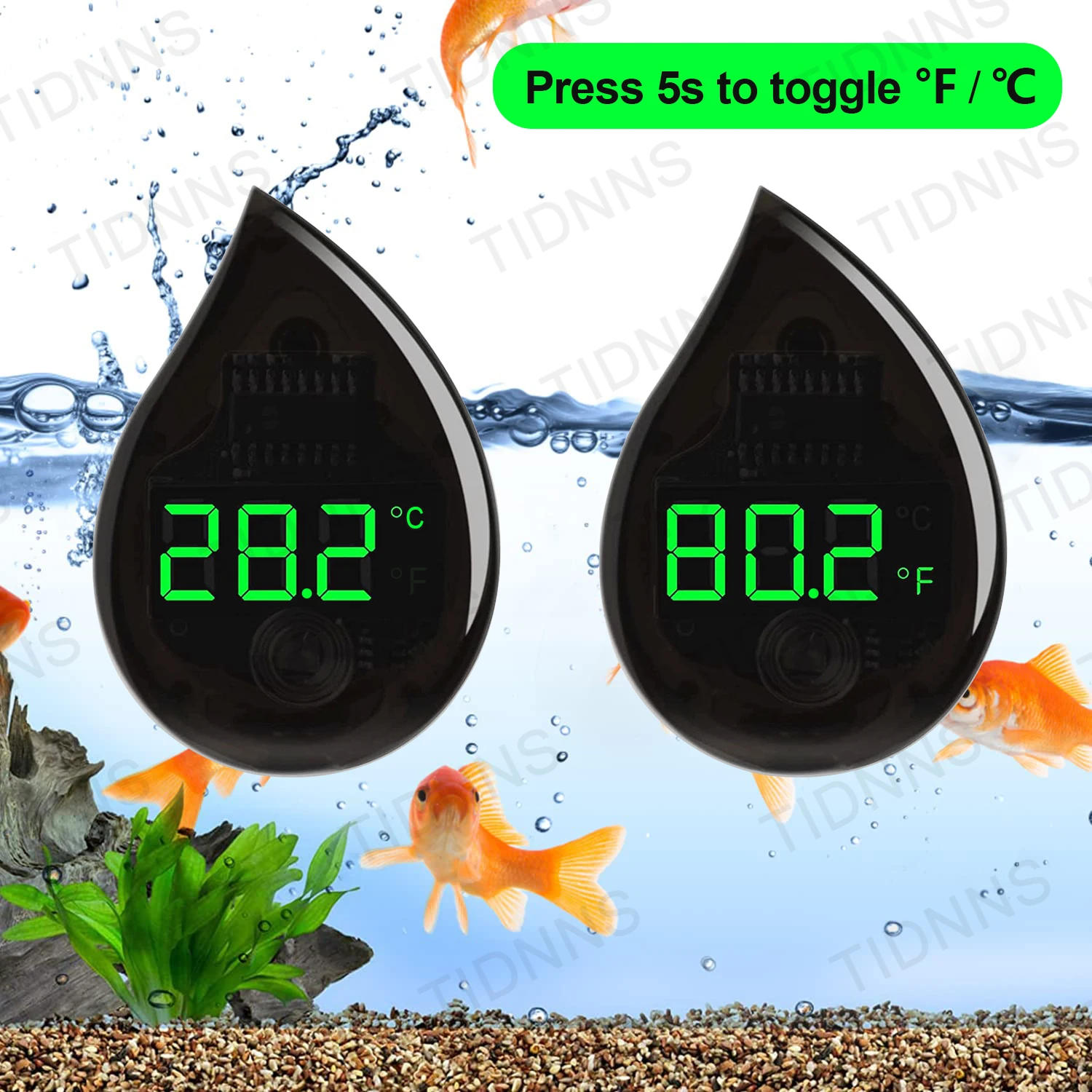 Aquarium Self-Adhesive Thermometer LCD Digital Fish Tank Mini Thermometers Free switching ℃/℉ Temperature Meter 0-90℃ aquarium thermometer