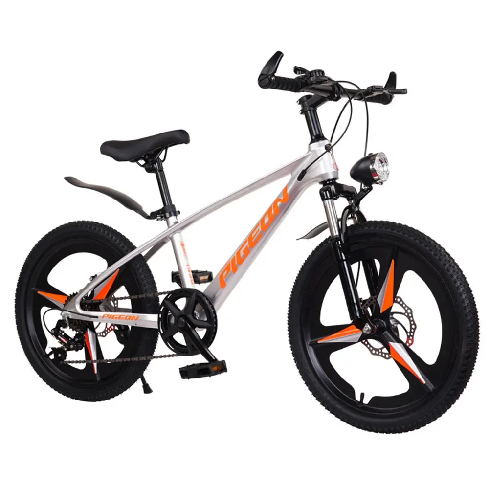 

18 Inch Childrens Mountain Bike Shock Absorbing Single Speed Bicycle Aluminum Alloy Frame Headlight Shoulder Damping Front Fork