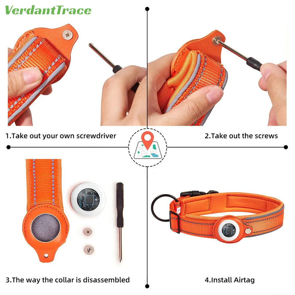 Mini Tracking Tag for IOS System Only with Apple Find My Anti-lost Device + Pet Dog Collar + Leash MFI Set Outdoor Waterproof