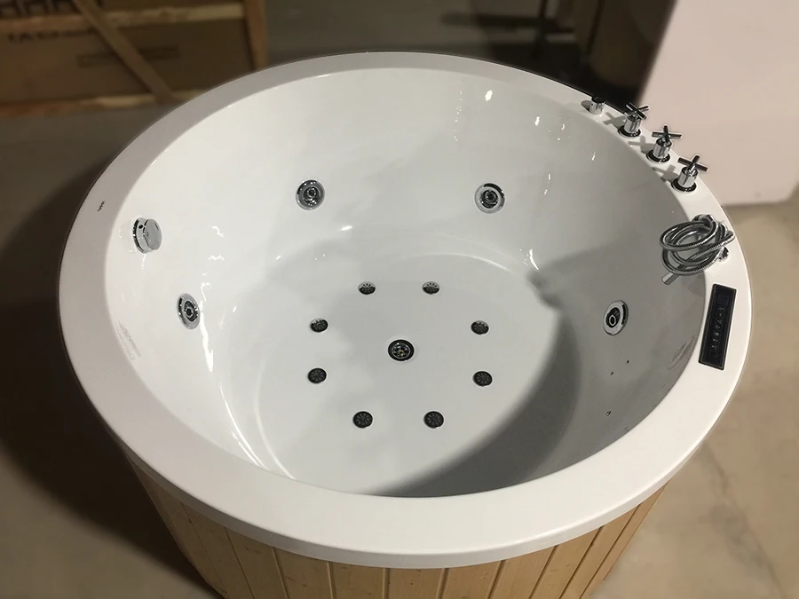 Luxury Outdoor Spa Whirlpool Massage Jets  Round Hot Tub, New Technology Portable White Spa outdoor bathtub wood 2