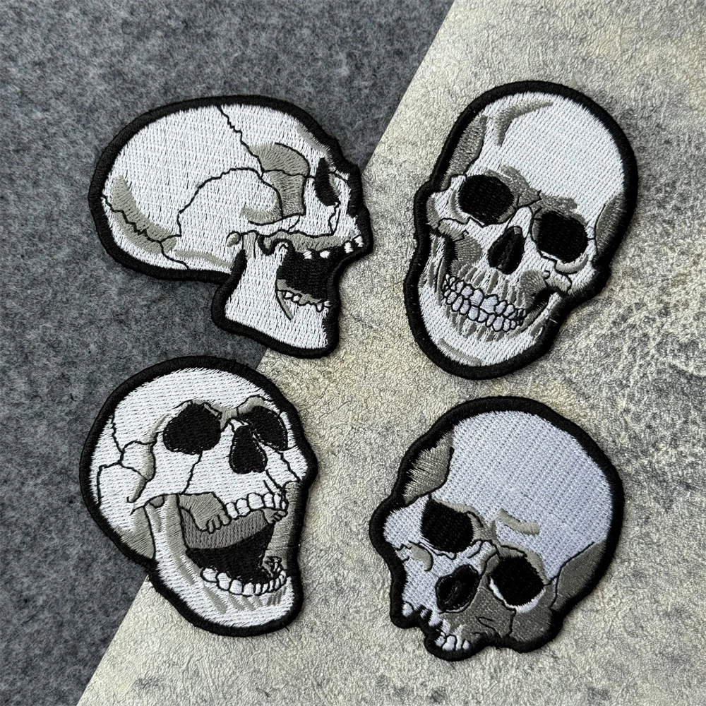 Punk Schädel Moral Taktische Patch Gestickte Haken und Schleife Patches Abzeichen Militär Armee Armband Rucksack Dekoration Aufkleber