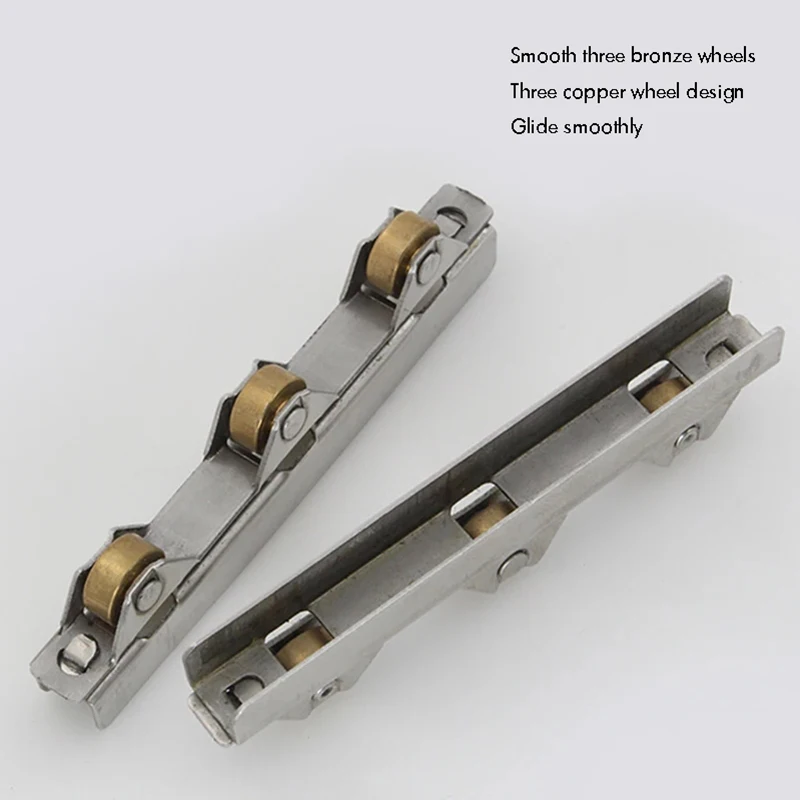 4PCS/Set Frameless Glass Door and Window Pulley 3 Copper Wheels For 8-10mm Thick Glass Sliding Glass Door Roller Assembly