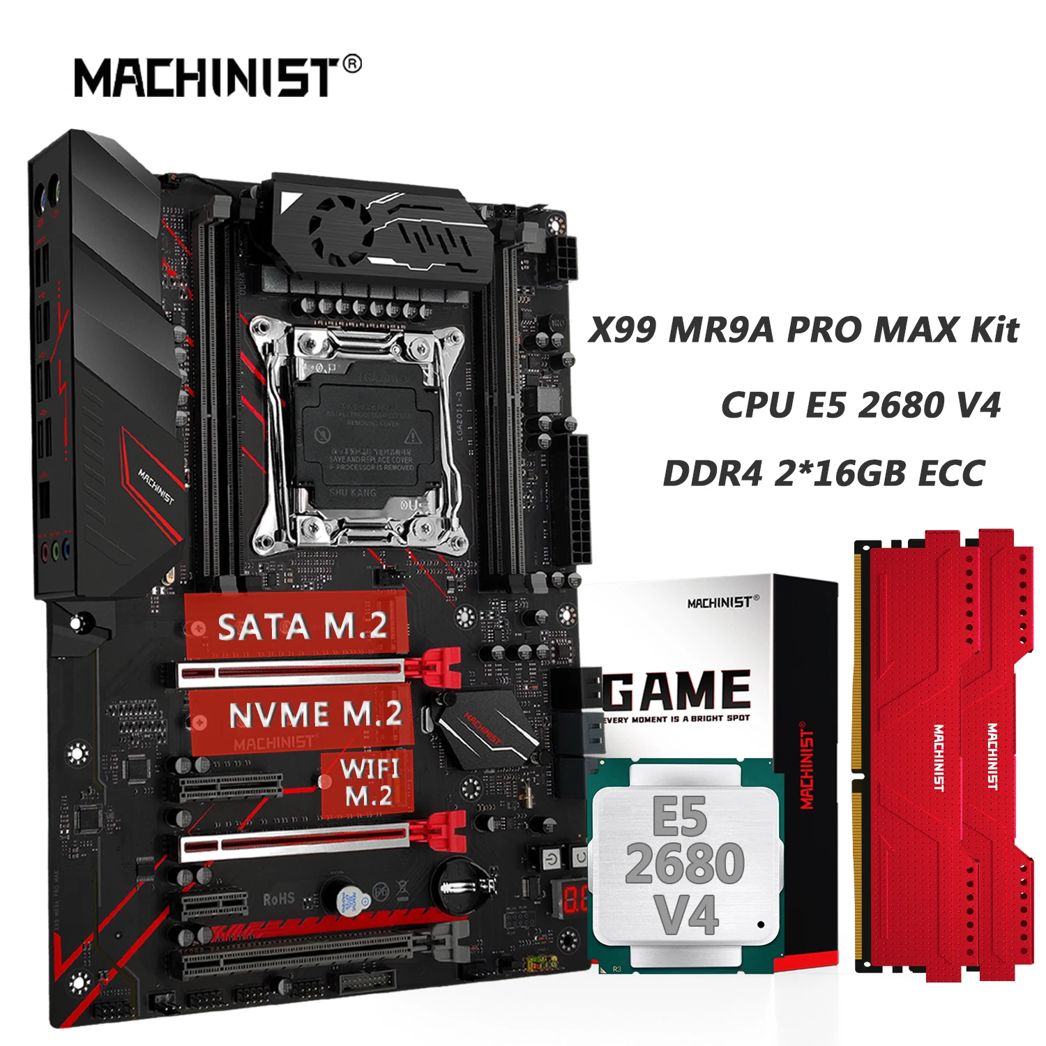 Kit scheda madre MACHINIST X99 Xeon E5 2680 V4 CPU LGA 2011-3 DDR4 RAM 32GB memoria Combo USB 3.0 NVME M. 2 MR9A PRO quattro canali