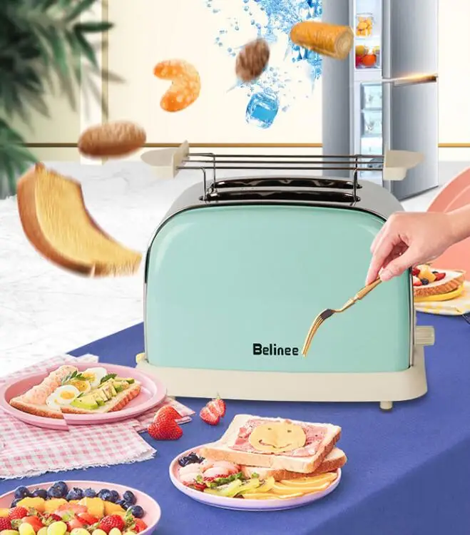 High appearance household toaster 6-stage baking toaster toast slice stainless steel body small retro Tu driver