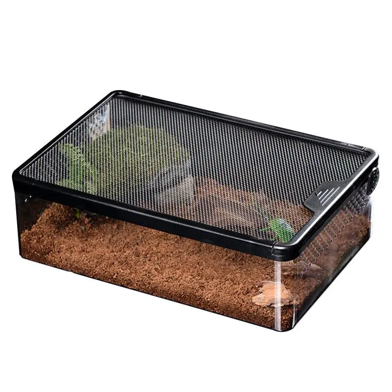 

Reptile Breeding And Feeding Box Ventilated Hatching Container Transparent Terrarium Breathable Anti Escape Airtight Safe Cage