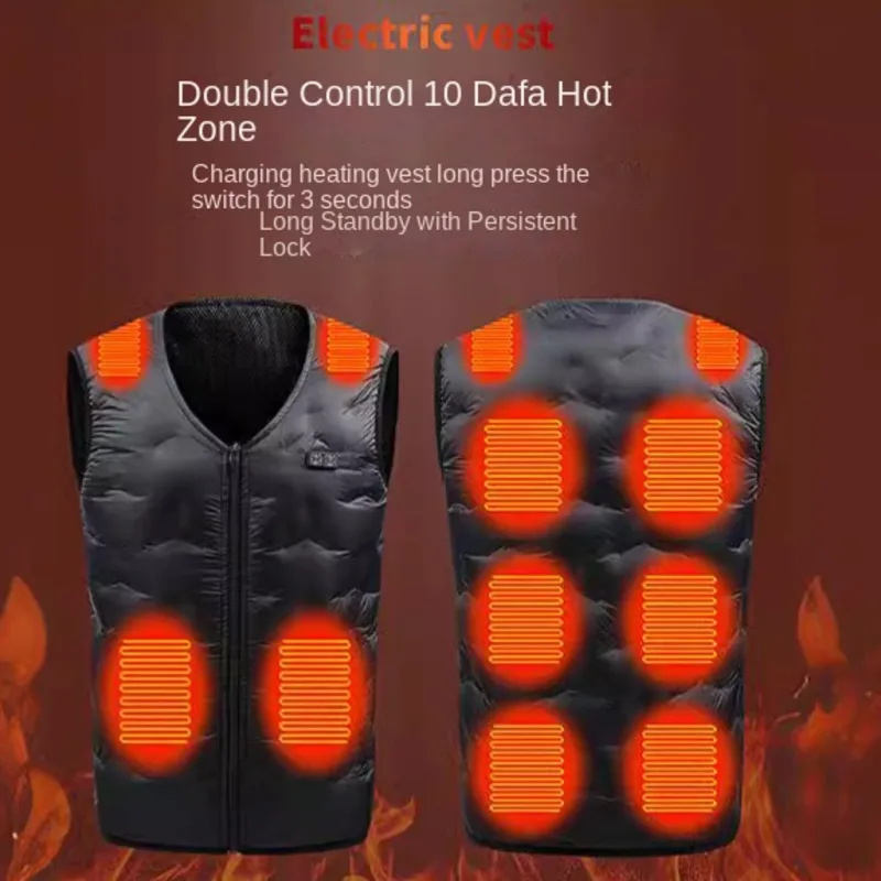 Intelligent USB Charging Heated Vest Men's And Women's Winter Warmer Vest 3 Temperature Level Electric Sleeveless Heating Jacket
