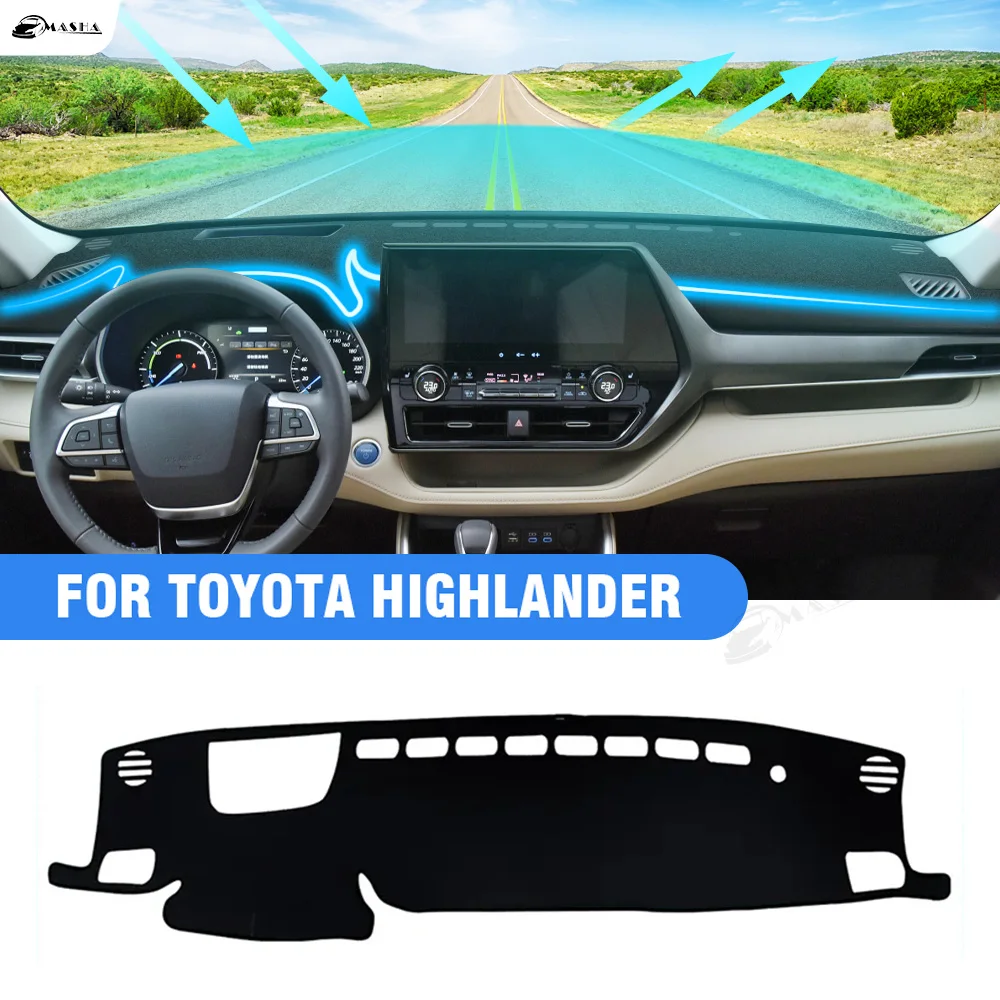 

Car Dashboard Cover Mat For Toyota Highlander 2020-2022 2023 2024 Accessories Dash Cover Nonslip Dash Board Carpet Anti-Glare