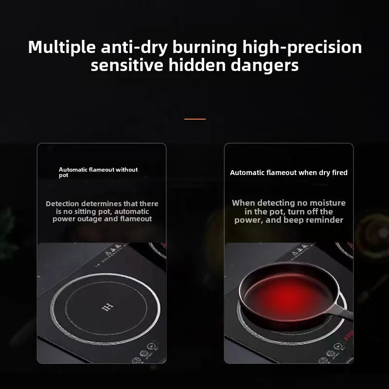 High end infrared dual electric stove, can handle any pot, 2200W capacity, large capacity built-in dual electric stove