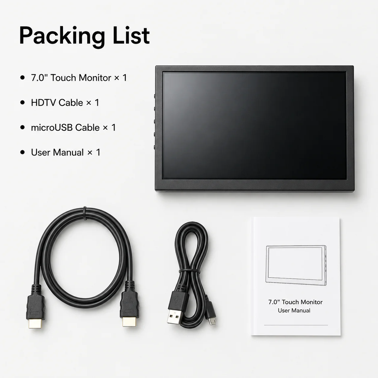 LESOWN 7.0인치 1024x600 데스크탑 PC 온도 감지 터치 모니터 블랙 메탈 HDMI 스크린 (커스텀 수냉식 릴레이즈용)