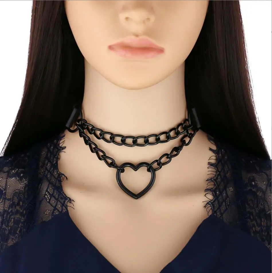 Tour de Cou Pastel Goth en Forme de Cœur pour Fille, Collier Harajuku, Sangle de Cou, Kawaii, Rose, Accessoires Esthétiques, S2965