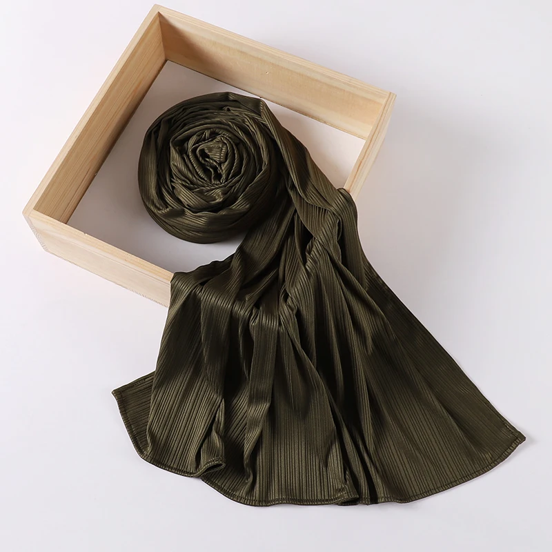 Ribbed Jersey Crepe Hijab Scarf - Soft Islamic Shawl and Headwrap
