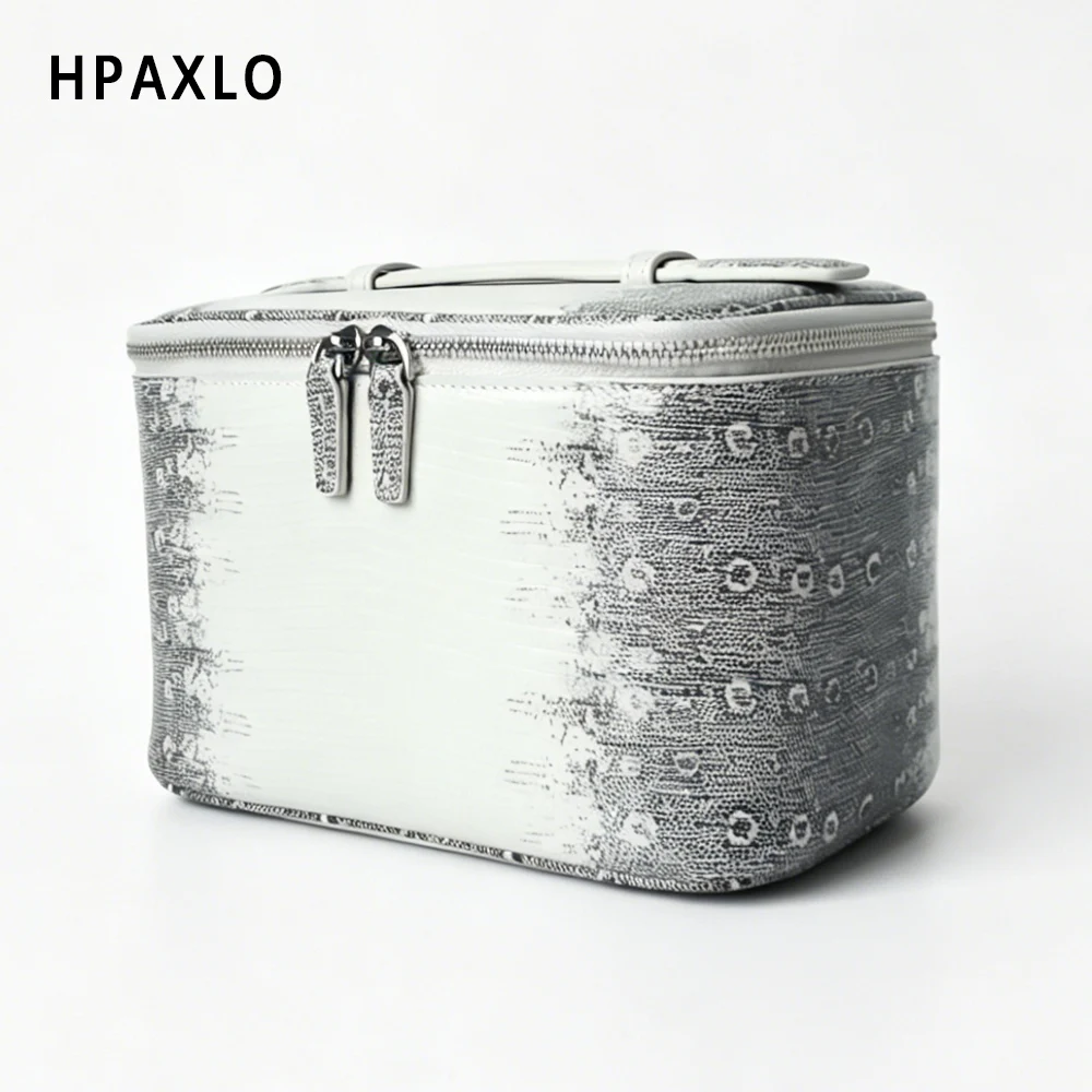 New Lizard Print Genuine Leather Women Large Capacity Makeup Bag Cosmetic Organizer Toiletry Pouch Premium Quality Portable Woma 2