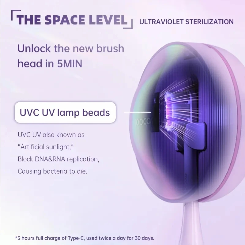SOOCAS-Brosse à dents électrique Sonic Bery Pro, autonomie de 180 jours, stérilisation UVC, étanche ipx7, blanchiment automatique