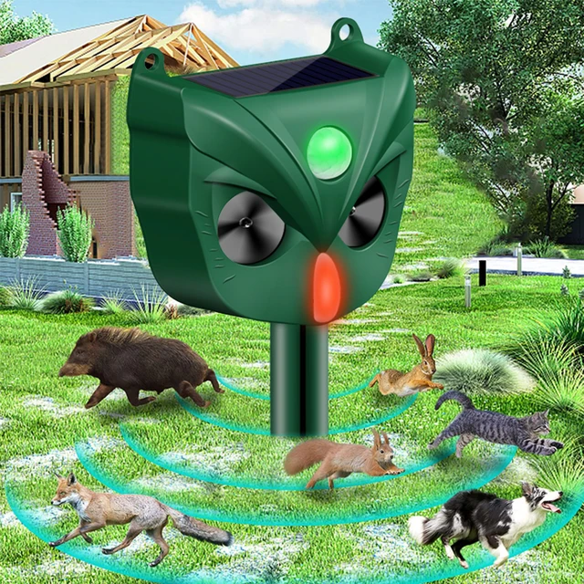 Répulsif solaire 62 pour animaux, capteur PIR étanche, jardin extérieur,  anti chat, chien, sanglier, USB, alarme solaire ultrasonique - AliExpress