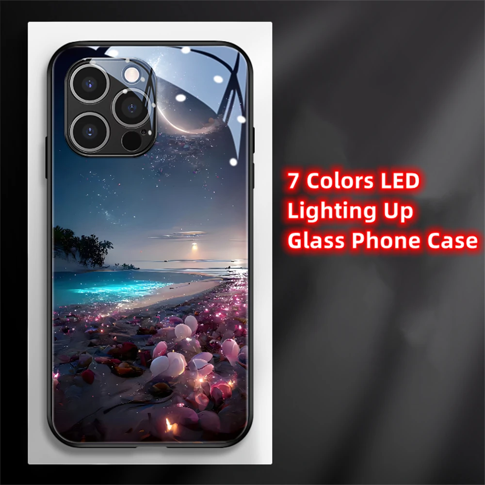 2026 Pretty Galaxy Beach Sound Control LED Flash Cases Leuchtende Glasabdeckung für iPhone Air 17 16 E 15 14 13 12 11 Pro Max Plus – Detail 11