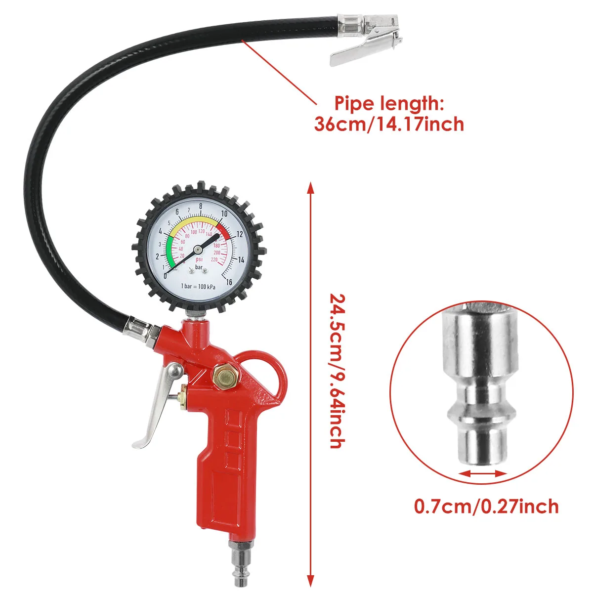 MANOMETRE Jauge de pression de gonfleur de voiture gonfleur de roue ...