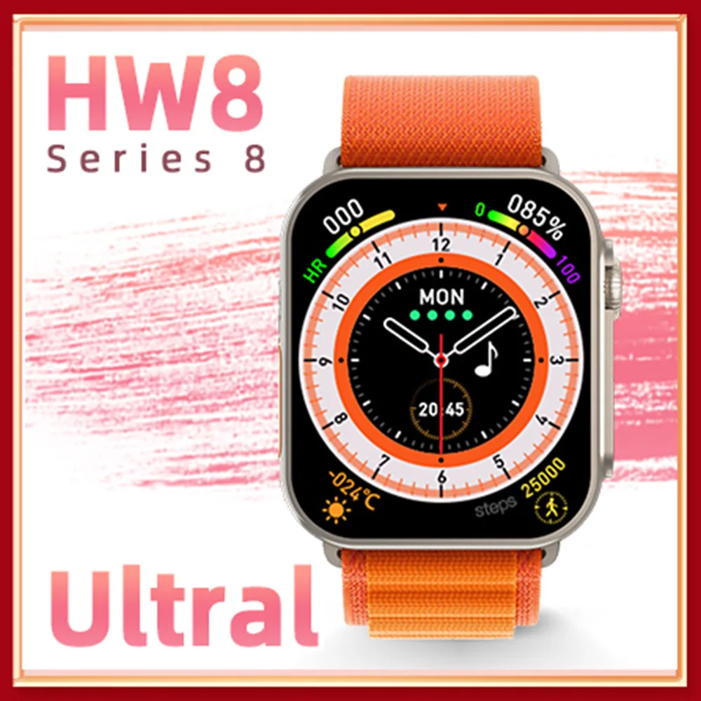 2022 HW8 Ʈ SmartWatch  ø 8 NFC ü ð  SOS 3 ư   Ʈ ġ 45MM HW8