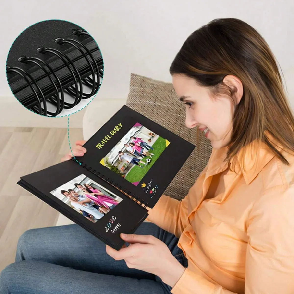 1 album per scrapbooking in carta kraft da 60 pagine (30 fogli) – Nero, versatile album dei ricordi per libri degli ospiti di nozze, ZSY - immagine 5