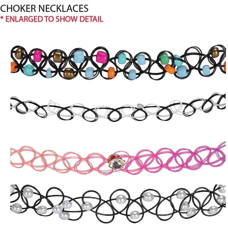 Collares Stretch Tattoo Choker Necklaces,12Pcs/Set,For Women