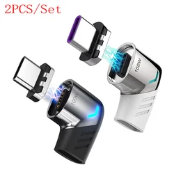 120W USB - C Magnetic Adapter for Fast Charging with Right Angle Connector (2PCS Black White)