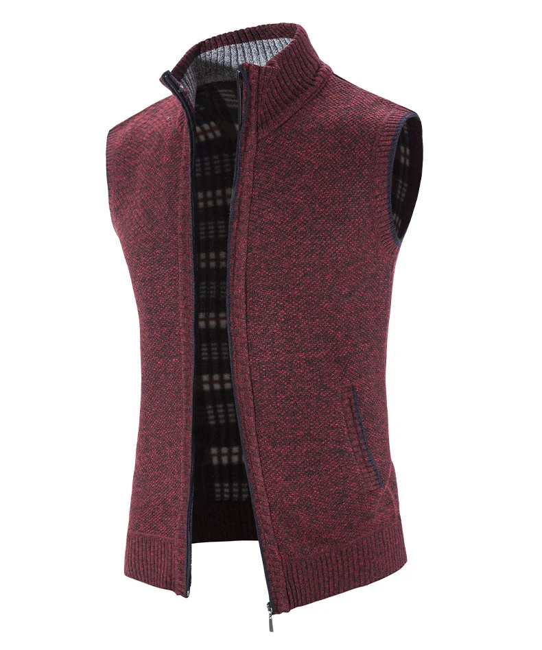 Veste Col Droit Poches Cardigan Homme Mailte Zippé - Col Droit Poche Automne /Hiver Veste Polyester Homme