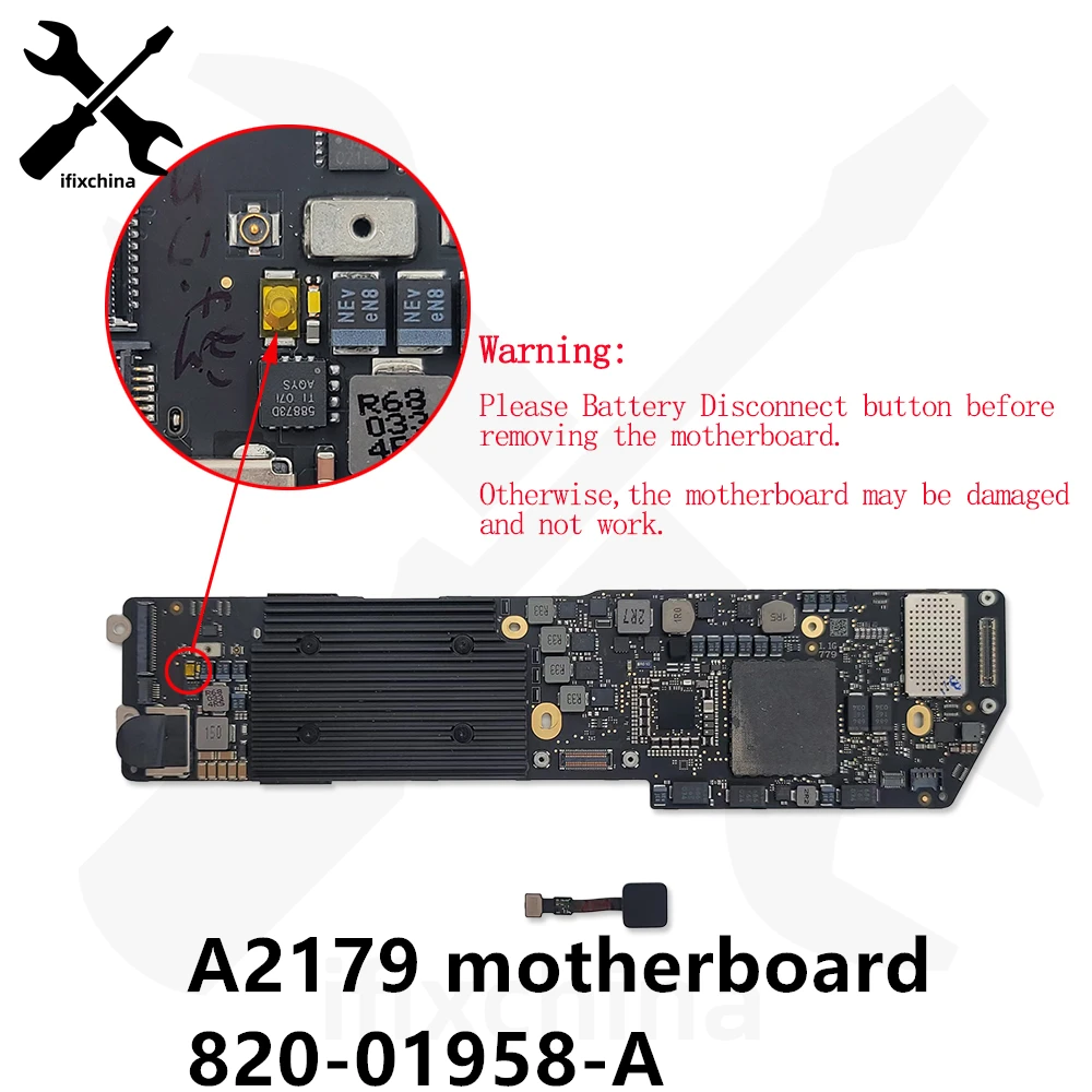 

Original A1932 A2179 Motherboard with Touch ID 820-01521-A/02 for MacBook Air Retina 13" Logic Board i5 8GB 2018 2019 2020 Year