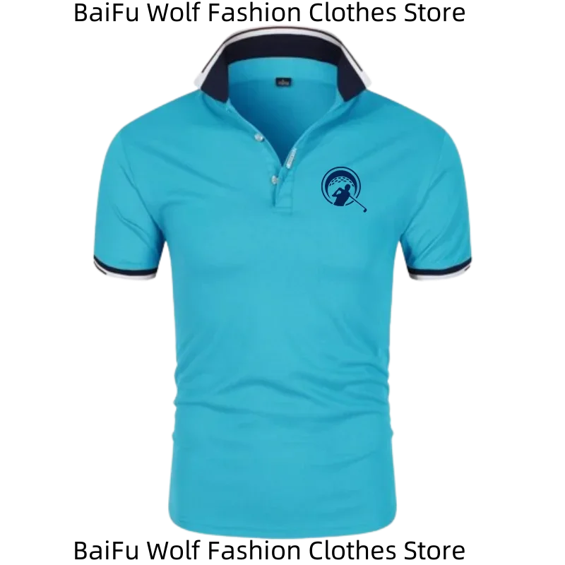 Men golf shirt golf wear men streetwear short sleeve regular style business casual tops breathable clothing fashion trend POLO shirt