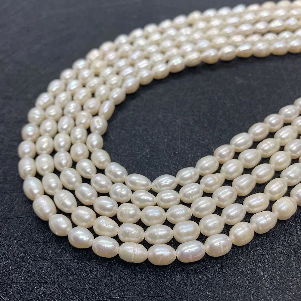 High-quality Natural Freshwater Pearl White Rice-shaped Handmade DIY Ladies Necklace Jewelry Jewelry Making Accessories 4.5-5mm