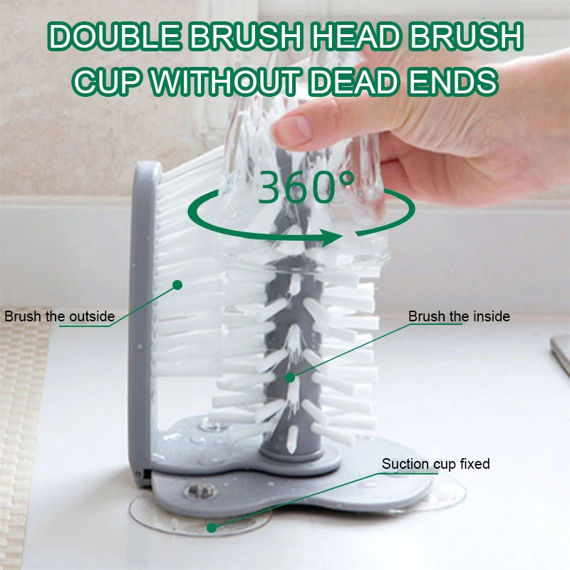 Brosse De Nettoyage 5 En 1 Pour Bouteilles D'Eau, Tasses Et Gourdes - Tête Éponge Amovible Et Poignée Ergonomique