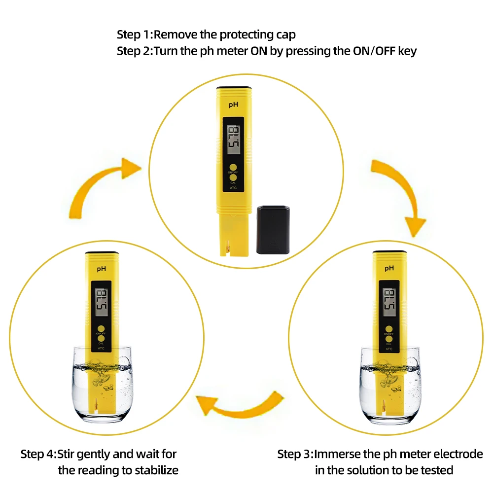 Water Quality Detector Water Tester PH Meter PH Meter 0.01 High Precision for Water Quality Tester with 0-14 Measurement Range Suitable Aquarium Swimming Pool