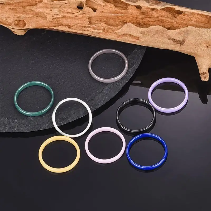 Colorful Smooth 3mm Ceramic Rings For Women Men Waterproof Jewelry Minimalist Wedding Gift Never Fade Couple Ring Wholesale