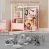 Stuffed Animal Storage - Stuffed Animal Net with Kids Bookshelf and Toy Organizer, 2-Tier White Bookshelf with Stuffed Animal 3