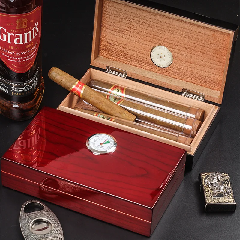 Luxury Cigar Box Cedar Wood Humidor Cigar Case Travel Portable Case With  Humidifier Hygrometer For Cohiba Cigars Humidor - AliExpress