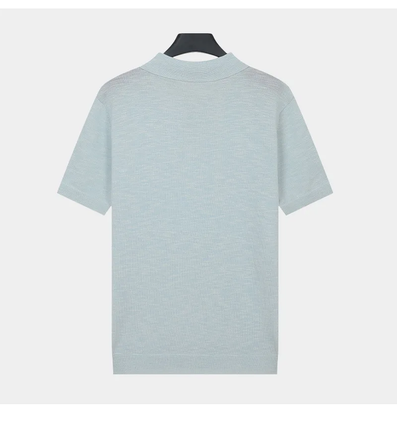 Polo da uomo estiva in maglia a tinta unita, traspirante e modellante - immagine 4