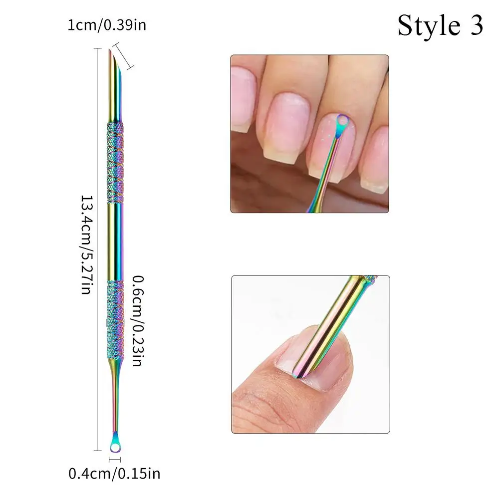 Manicure Tools Double-Headed Stainless Steel Cuticle Remover Nail Pusher Exfoliation Prep Tool Clean Dead Skin Circle Bevel Shovel Manicure Pen nail care kit manicure pedicure kit manicure set nail art pusher manicure pedicure tools cuticle pusher dead skin remover