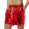 Sparkling Men Shorts Bright Color Shiny Shorts Elastic Waist Adjustable Drawstring Wide Leg Shorts Beach Casual Short Pants 4