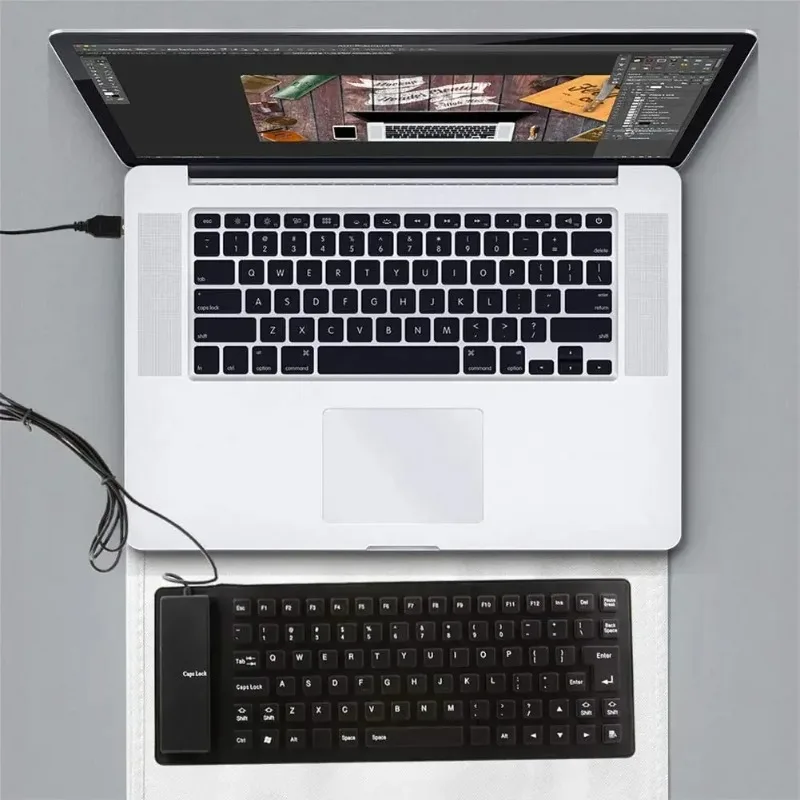 Foldable Silicone Keyboard - Silent, Waterproof, Dustproof, Soft Touch, USB Wired