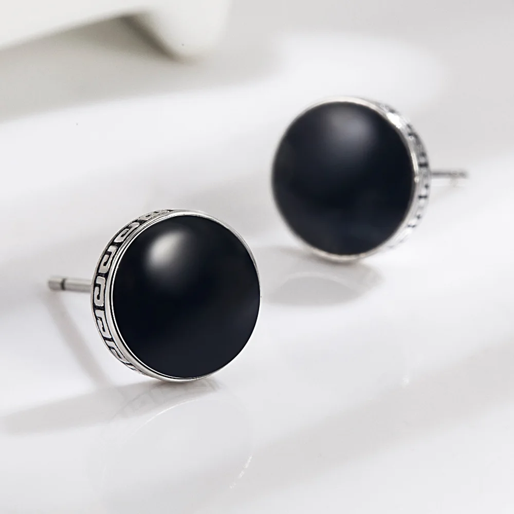 925 Sterling Silver Round Stud Earrings For Women Man Luxury Designer Fine Jewelry Best Selling Offers With - Image 2